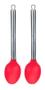 Imagem de kit 15 Utensílios Cozinha Colheres De Silicone Vermelho Cabo Inox + Suporte 6 Ganchos