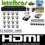 Imagem de Kit 16 Cameras Infra Dome Ahd Dvr 16 Canais Intelbras Hd 1tb - Dvr Intelbras