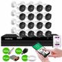 Imagem de Kit 16 Câmeras Intelbras VHD 3130 Bullet G6 HD 720p Visão Noturna 30m IP67 DVR Intelbras MHDX 1216 16 Canais HD 1TB Purple