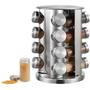 Imagem de Kit 16 Potes Porta Tempero Condimento Potinhos De Vidro Top Cozinha Niveis Aço Inox Qualidade Giratorio Moderno Pratico