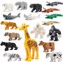Imagem de Kit 18 Bonecos Animais De Blocos De Montar Safari Animal