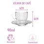 Imagem de Kit 18 Xícaras Café Vidro 90mL C/ Pires Moderna Transparente