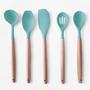 Imagem de Kit 19 Utensílios De Silicone Com Porta Talheres Oval Ciano