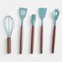 Imagem de Kit 19 Utensílios De Silicone Com Porta Talheres Oval Ciano