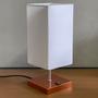 Imagem de Kit 2 Abajur Cobre Luminaria de Mesa Quadrado Cúpula Tecido Algodão Branco Decorativo Sala De Estar, Lateral De Cama, Cabeceira