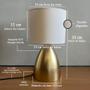 Imagem de Kit 2 Abajur de Mesa Dourado Bojudo Com Cúpula Algodão Para Cabeceira, Cama, Quarto, Sala ou Escritório