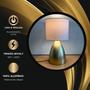 Imagem de Kit 2 Abajur de Mesa Dourado Bojudo Com Cúpula Algodão Para Cabeceira, Cama, Quarto, Sala ou Escritório