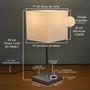 Imagem de Kit 2 Abajur luminária de Mesa Quadrado Escovado Com Interruptor Com Cúpula algodão Ref 47 Para Sala, Quarto, Cabeceira, Cama