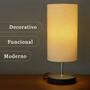 Imagem de Kit 2 Abajur Luminárias De Mesa Redondo Com Interruptor Com Cúpula Algodão Ref 84 Para Sala, Quarto, Cabeceira, Escritório
