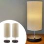 Imagem de Kit 2 Abajur Luminárias De Mesa Redondo Com Interruptor Com Cúpula Algodão Ref 84 Para Sala, Quarto, Cabeceira, Escritório