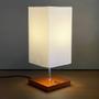 Imagem de Kit 2 Abajures Luminaria De Mesa Base Quadrada Com Cupula Teciddo Algodao Bivolt