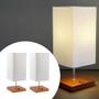 Imagem de Kit 2 Abajures Luminaria De Mesa Base Quadrada Com Cupula Teciddo Algodao Bivolt