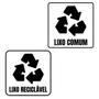 Imagem de Kit 2 Adesivos em Vinil Transparente Lixo Comum e Lixo Reciclável Sinalização Organização
