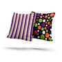 Imagem de Kit 2 Almofadas Com Enchimento Infantil Listrado e Bolas Roxo, Verde, Laranja