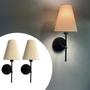 Imagem de Kit 2 Arandelas De Parede Classica Com Interruptor Com Cupula Bege, Branco e Preto Tecido Algodao Tensao Bivolt 110/220v