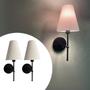 Imagem de Kit 2 Arandelas De Parede Dormitorio Com Interruptor Cupula Bege, Branco e Preto Tecido Algodao Tensao Bivolt 110v220v