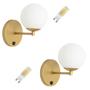Imagem de Kit 2 Arandelas Parede Interna c/ Interruptor Dourado + Led