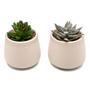 Imagem de Kit 2 Arranjos Artificial Planta Suculenta Verde Vasos Vasinhos Cerâmica Escritório