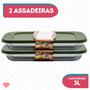 Imagem de Kit 2 Assadeiras Vidro Retangular 3L Com Tampa Sortida