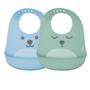 Imagem de Kit 2 babadores impermeavel avental alimentação infantil bebes de silicone com pega migalhas