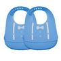 Imagem de Kit 2 babadores impermeavel avental alimentação infantil bebes de silicone com pega migalhas