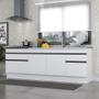 Imagem de Kit 2 Balcões c/ Rodapé Gabinete Pia 150cm e Cooktop 70cm Veneza Multimóveis MP2108.964 Branco/Preto