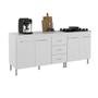 Imagem de Kit 2 Balcões Modulados Gabinete Pia 120cm e Cooktop 70cm Com Tampo Viena Branco