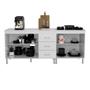 Imagem de Kit 2 Balcões Modulados Gabinete Pia 120cm e Cooktop 70cm Com Tampo Viena Branco