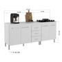 Imagem de Kit 2 Balcões Modulados Gabinete Pia 120cm e Cooktop 70cm Com Tampo Viena Branco