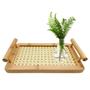 Imagem de Kit 2 Bandejas de Bambu Palha Indiana Para Servir Café da Manhã Decorativa Multiuso Retangular