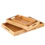 Imagem de Kit 2 Bandejas de Bambu Para Servir Café da Manhã Decorativa C/ Alça Multiuso Retangular