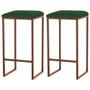 Imagem de Kit 2 Banqueta Decorativa Billie Base Bronze Suede Verde G41 - Gran Belo