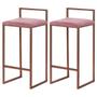 Imagem de Kit 2 Banqueta Decorativa Selena Base Bronze Suede Rosa G41 - Gran Belo