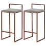 Imagem de Kit 2 Banqueta Decorativa Selena Base Bronze Veludo Cinza G41 - Gran Belo