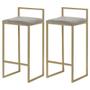 Imagem de Kit 2 Banqueta Decorativa Selena Base Gold Veludo Cinza G41 - Gran Belo