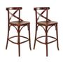 Imagem de Kit 2 Banquetas Alta com Encosto Vittória X 104 Cm Madeira Maciça Pinhão CCS