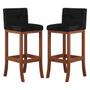 Imagem de Kit 2 Banquetas Alta Estofada para Bancada Gourmet 38x100 Cm Espanha Madeira Castanho Suede CCS