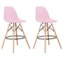 Imagem de Kit 2 Banquetas Alta Rosa Eiffel Eames Base Madeira Cozinha Bar