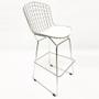 Imagem de Kit 2 Banquetas BERTOIA cromada assento branco altura 70cm - Poltronas do Sul