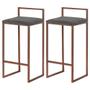 Imagem de Kit 2 Banquetas Decorativa Jasmine Base Bronze Suede Cinza G41 - Gran Belo