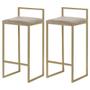 Imagem de Kit 2 Banquetas Decorativa Jasmine Base Gold Suede Cappuccino G41 - Gran Belo