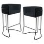 Imagem de Kit 2 Banquetas Decorativas Base Aço Preto Betina C-05 Corano Black - Domi