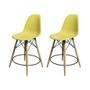 Imagem de Kit 2 Banquetas Eames Eiffel de Madeira Assento Amarelo