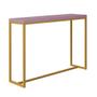 Imagem de Kit 2 Banquetas Lino + 1 Mesa Bancada Aparador Mavie 150cm Industrial Ferro Dourado 100% MDF Rose Gold - Ahazzo Móveis