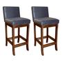Imagem de Kit 2 Banquetas Média Estofada para Bancada Gourmet 38x90Cm Espanha Madeira Castanho Suede Cinza CCS