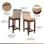 Imagem de Kit 2 Banquetas Média Estofadas com Encosto Líbia Madeira Capuccino Suede CCS