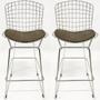 Imagem de Kit 2 Banquetas para Bar modelo Bertoia cromada assento cor marrom altura 70cm