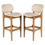 Imagem de Kit 2 Banquetas para Cozinha Americana 50 x 104 Cm Decor Madeira Maciça Imbuia Linho Bege M58 - RMI