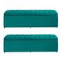Imagem de Kit 2 Baús Imperatriz 138Cm Calçadeira Estofada Suede Azul Turquesa