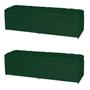 Imagem de Kit 2 Baús Jade 100Cm Calçadeira Estofada Suede Verde Militar